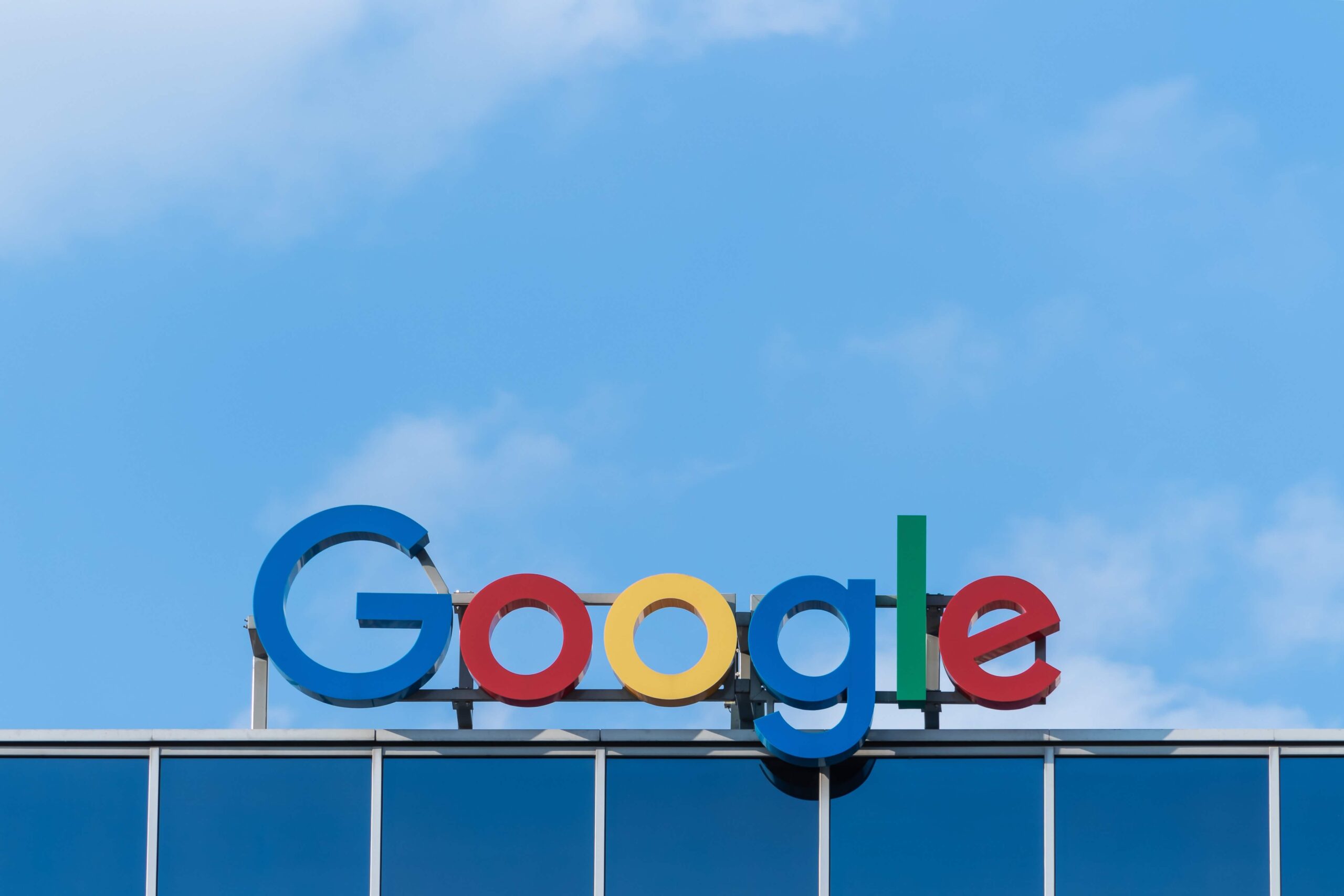 google sign with blue background